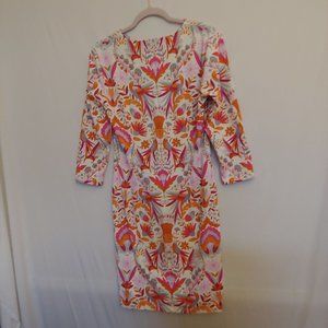 J. McLaughlin Catalina exotic bird and flower dress pattern in pink & orange M